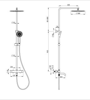 Душевая стойка Wonzon & Woghand WW-88739903-BG с термостатом брашированное золото